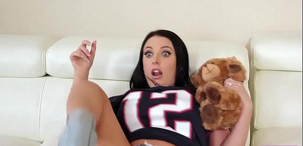  Hot babe licks her busty sports fan wife